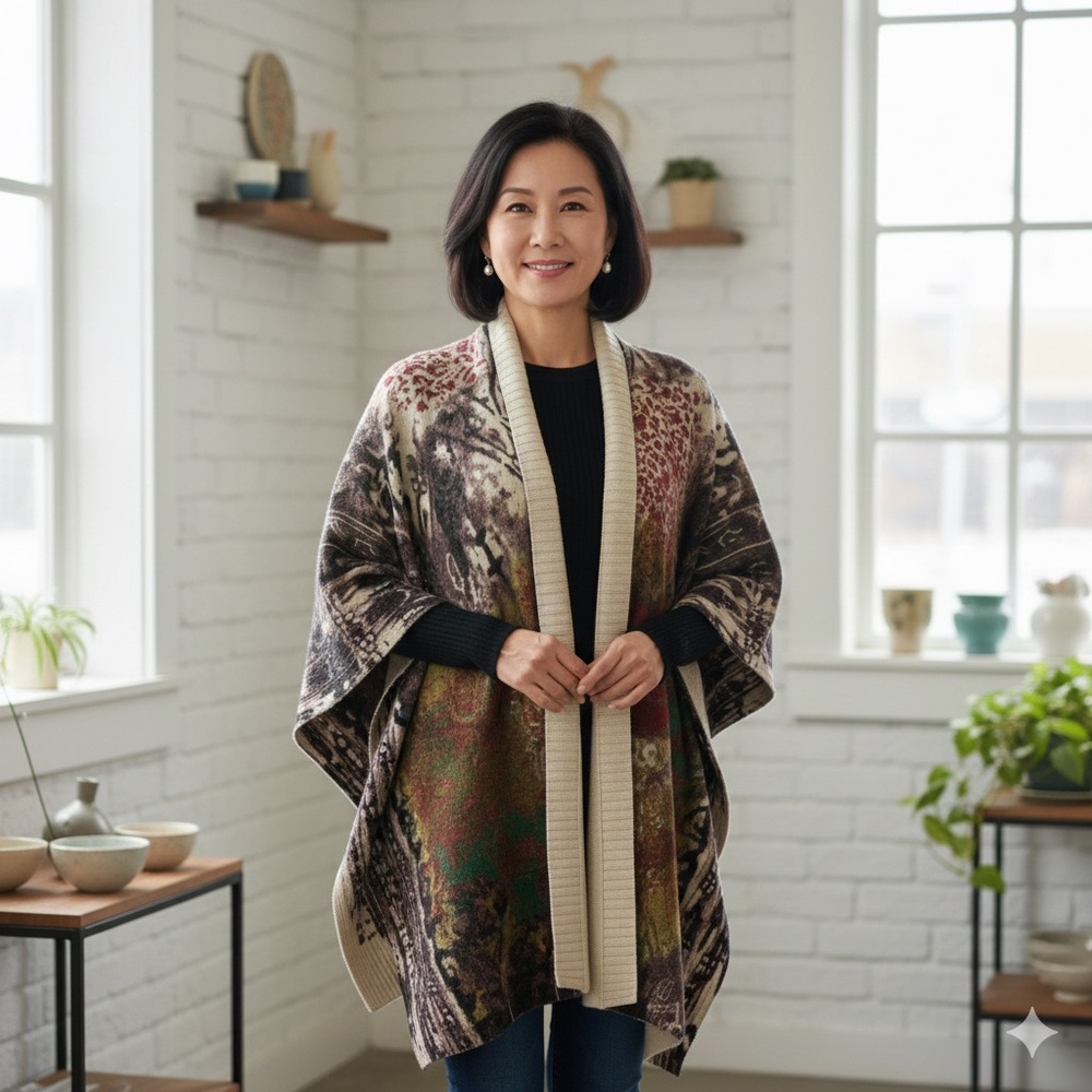 Soft surroundings Ruana Poncho knit sweater
